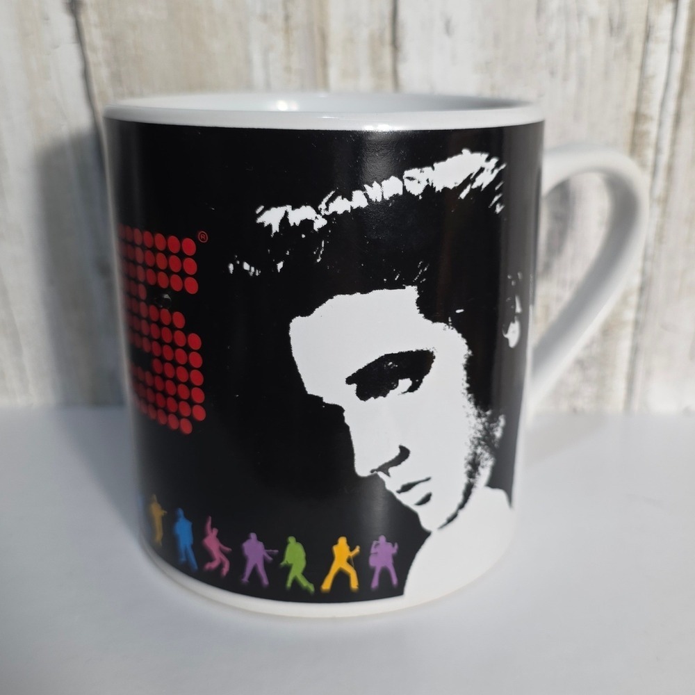 Elvis Presley Signature Product Ceramic Coffee Mug Black White Portrait Megatoys